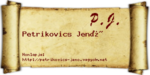 Petrikovics Jenő névjegykártya
